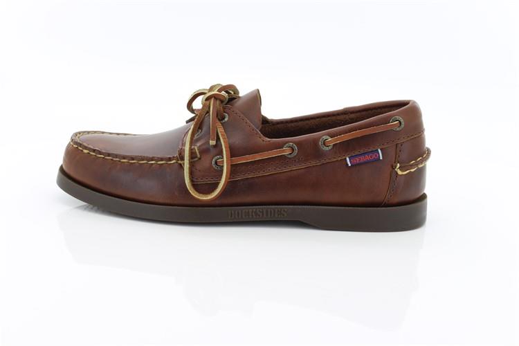 Sebago docksides, allacciata marroncino, suola scura