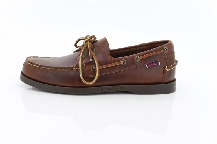 Sebago docksides, allacciata marroncino, suola scura