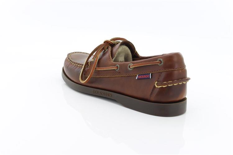 Sebago docksides, allacciata marroncino, suola scura