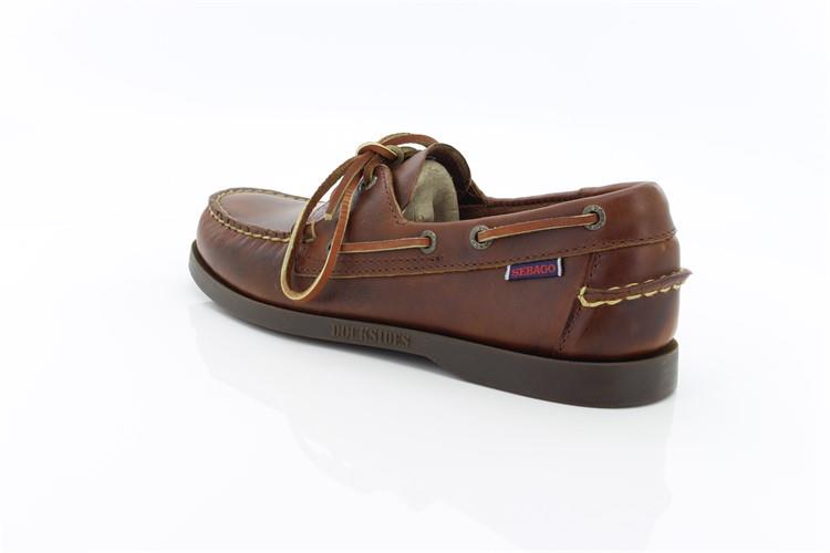 Sebago docksides, allacciata marroncino, suola scura
