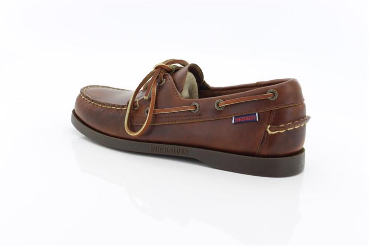 Sebago docksides, allacciata marroncino, suola scura