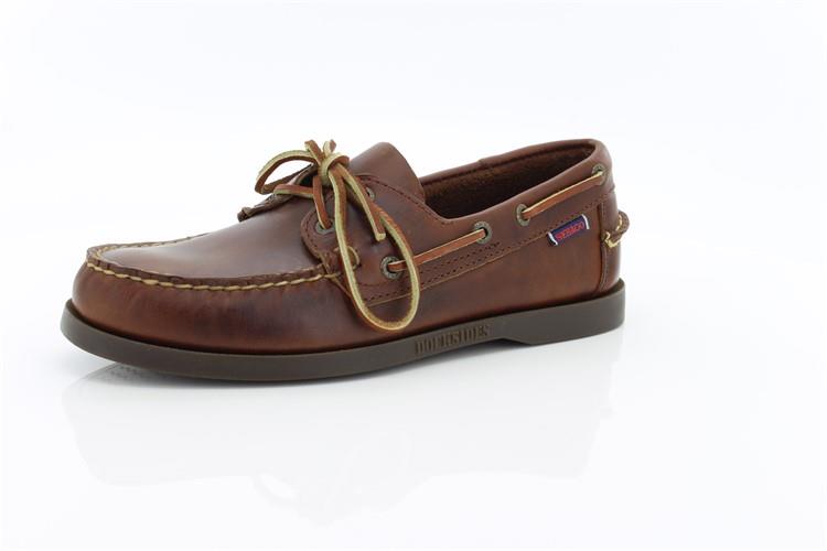 Sebago docksides, allacciata marroncino, suola scura