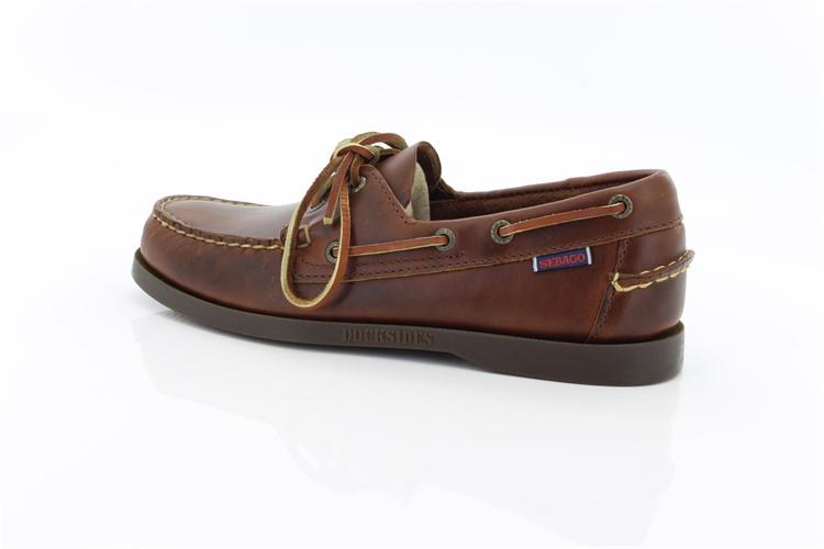 Sebago docksides, allacciata marroncino, suola scura