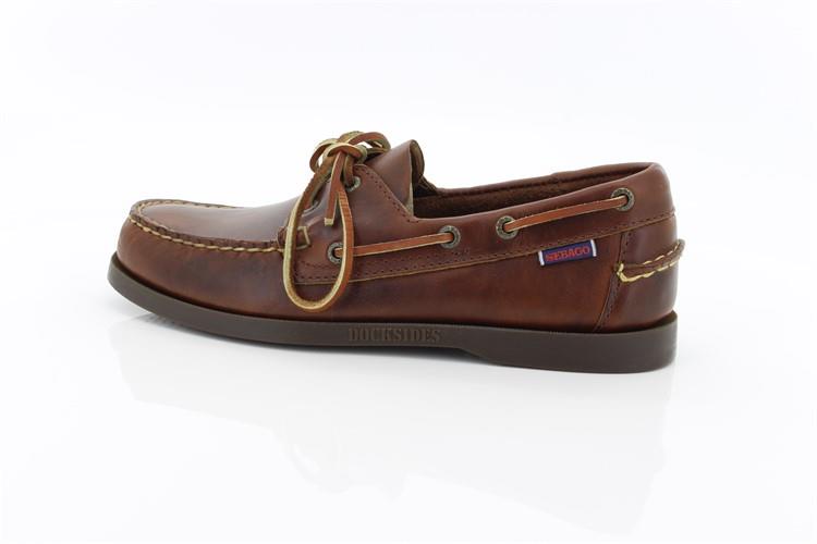 Sebago docksides, allacciata marroncino, suola scura