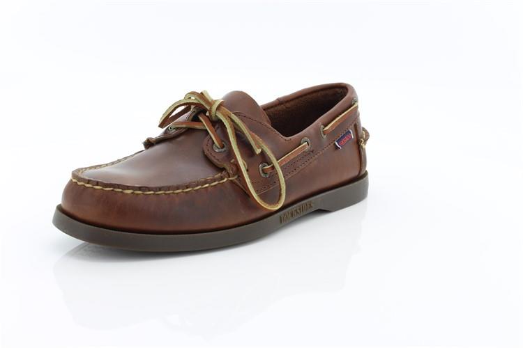 Sebago docksides, allacciata marroncino, suola scura