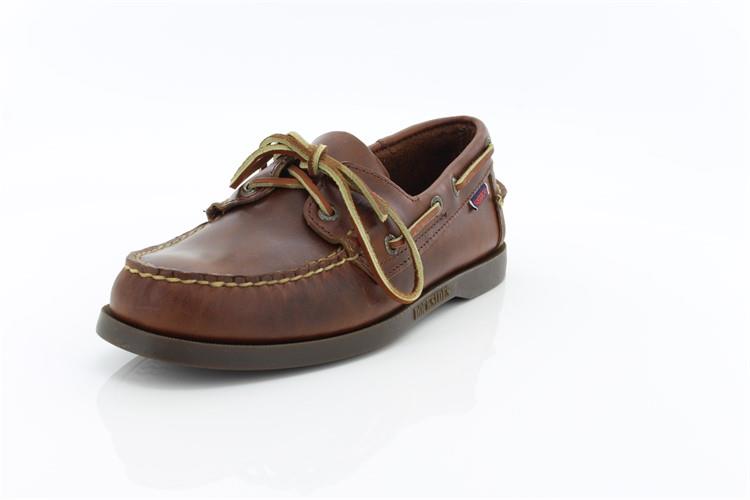 Sebago docksides, allacciata marroncino, suola scura