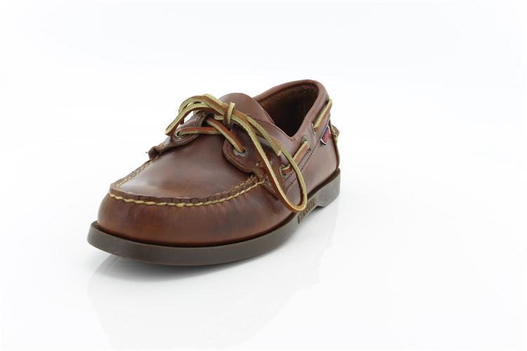 Sebago docksides, allacciata marroncino, suola scura