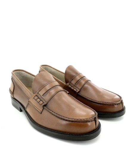 Saxone mocassino in pelle cognac
