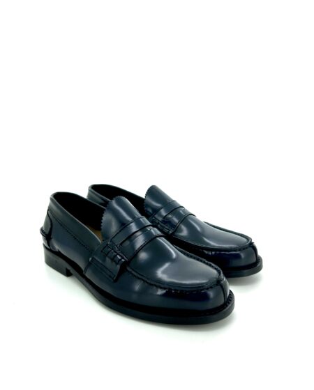 Saxone mocassino donna pelle blu scuro,polish binder