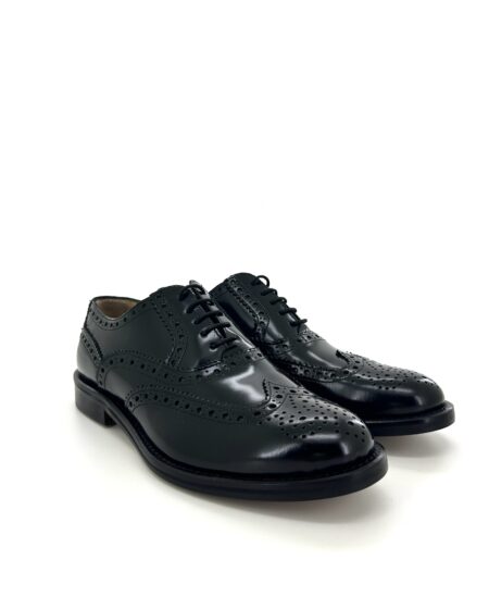 Saxone scarpa allacciata uomo,in pelle nera Polish binder,suola cuoio