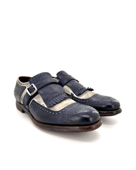 Church's Shanghai, bicolore blu navy e bianco, suola in gomma