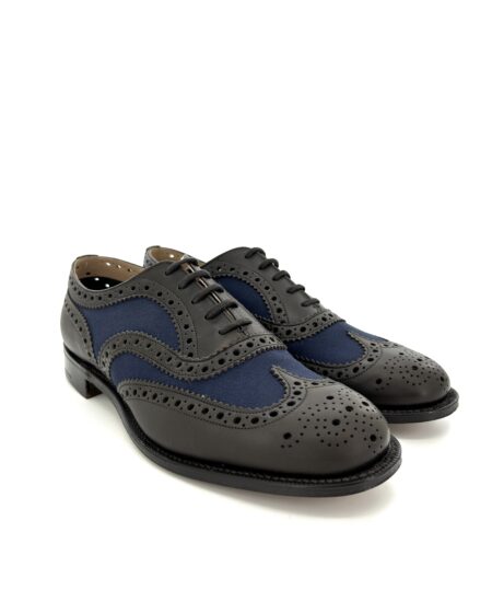 Church's scarpa allacciata, in pelle marrone e tessuto blu