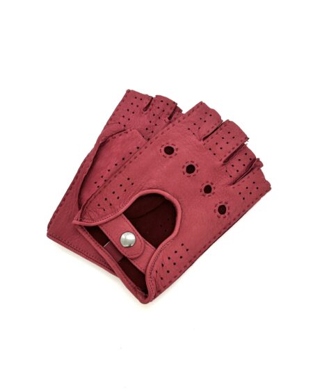 Guanti da guida in cervo rossi uomo, cuciti a mano