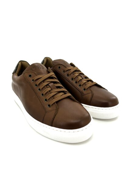 Saxone sneakers, in pelle marrone anticata