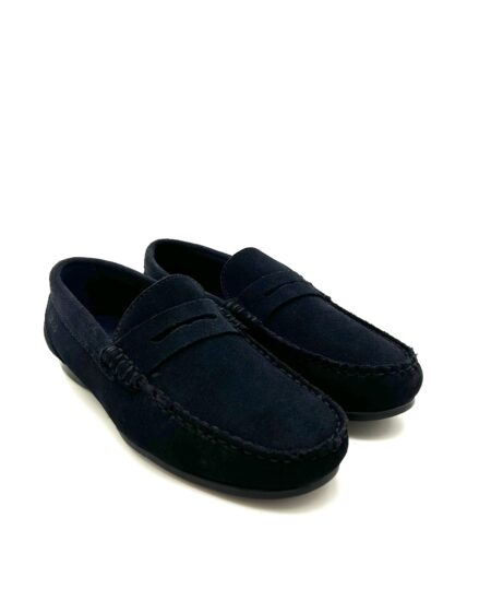 Sebago mocassini, in pelle scamosciata blu scuro, suola in gomma