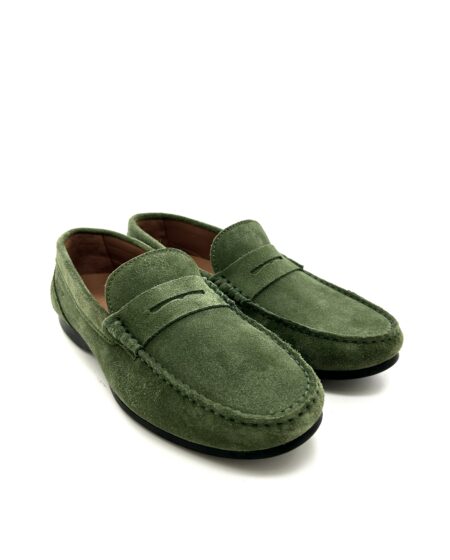 Sebago mocassini,in pelle scamosciata verde brillante, suola in gomma