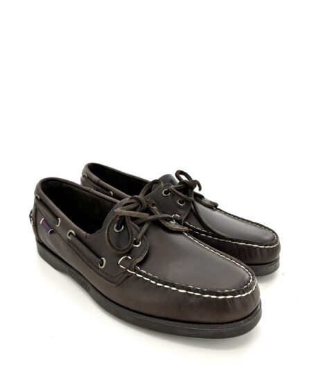 Sebago docksides, allacciata marrone, suola scura