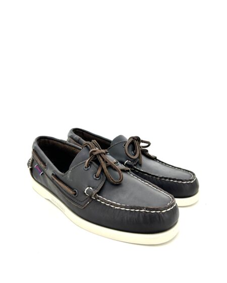 Sebago docksides, allacciata testa di moro, suola chiara