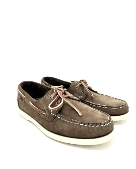 Sebago docksides, allacciata vela, scamosciata marroncino
