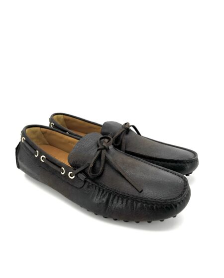 Car Shoe, mocassini con gommini, capretto super soft marrone scuro