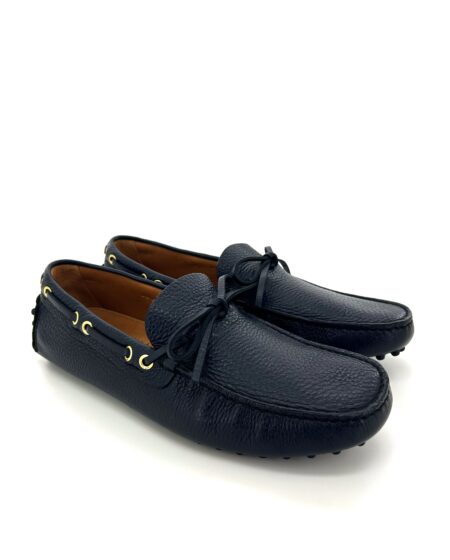 Car Shoe, mocassini con gommini, in pelle martellata blu