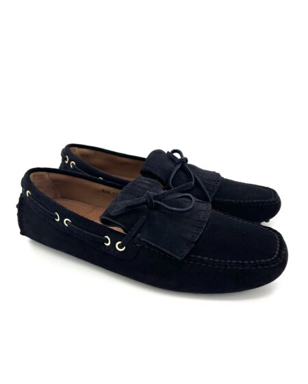 Car Shoe, mocassini con gommini e frange, in pelle scamosciata blu