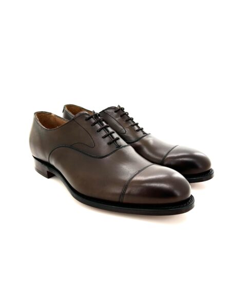 Cheaney scarpe allacciate uomo, in pelle marrone anticata, suola cuoio, cucite goodyear