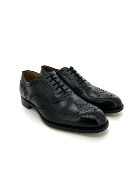Cheaney scarpe allacciate uomo, coda di rondine, in pelle nera, suola cuoio, cucite goodyear