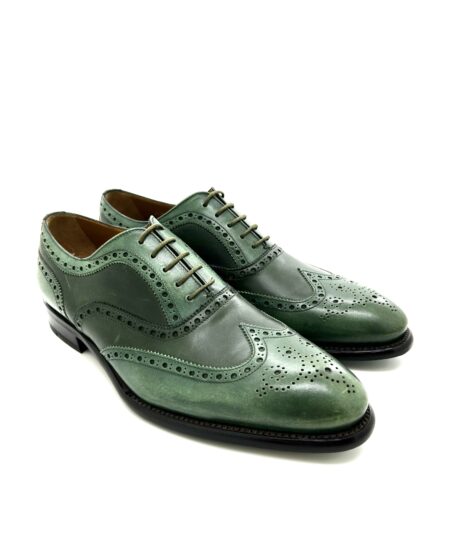 Sir Wilson scarpe classiche allacciate uomo, in pelle verde anticata, cucite a mano