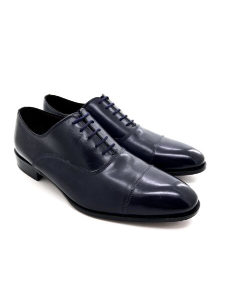 Sir Wilson scarpe classiche allacciate con puntale uomo, in pelle blu, cucite a mano