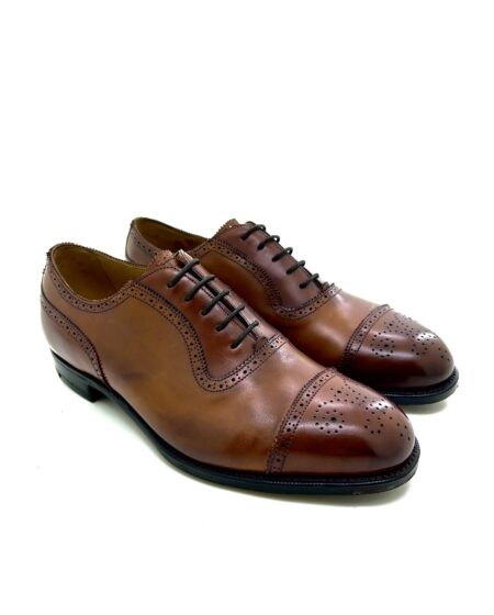 Edward Green scarpe classiche allacciate lavorate uomo, in pelle color cuoio anticata