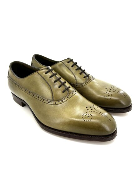 Edward Green scarpe classiche allacciate uomo, in pelle verde anticata traforata