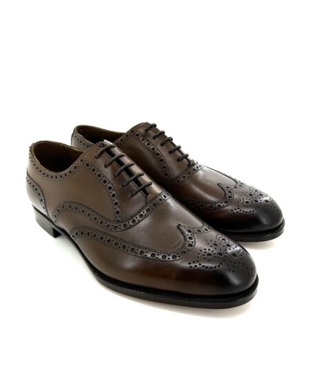 Edward Green scarpe classiche allacciate uomo, coda di rondine, in pelle marrone anticata
