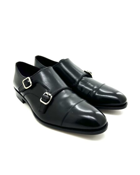 Sir Wilson scarpe classiche uomo, in pelle nera con doppia fibbia