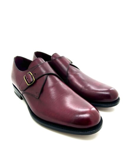 Sir Wilson scarpe uomo, in pelle bordeaux anticata con fibbia