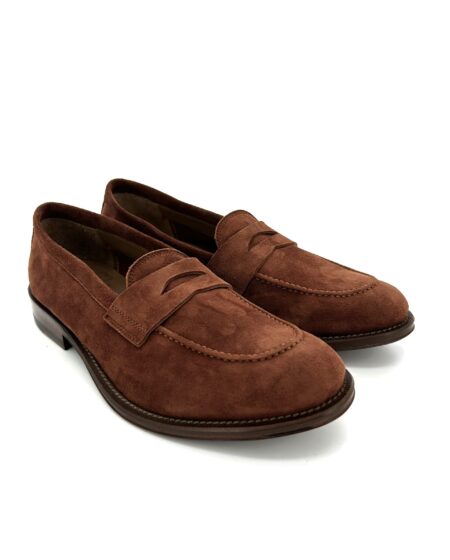 Sir Wilson mocassini uomo, in pelle scamosciata marrone bruciato, suola cuoio