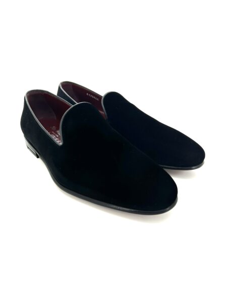 Sir Wilson mocassini uomo, in velluto nero con bordino nero , suola cuoio, cucite a mano