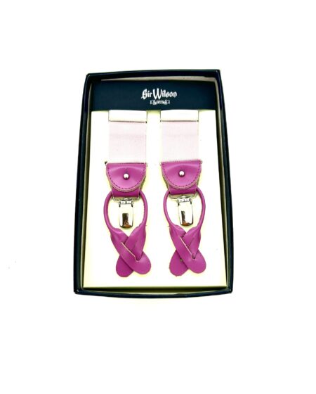 Bretelle uomo rosa, attacco con clips e bottoni