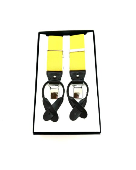 Bretelle uomo gialle, attacco con clips e bottoni