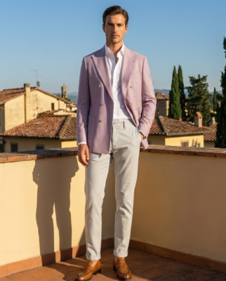 Giacca Lardini lana leggera doppio petto  Lilla