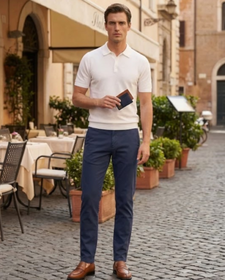 Pantaloni Cotone Senza Pences Luis - Blu Marine