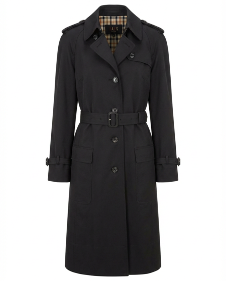 Trench coat nero classico in cotone