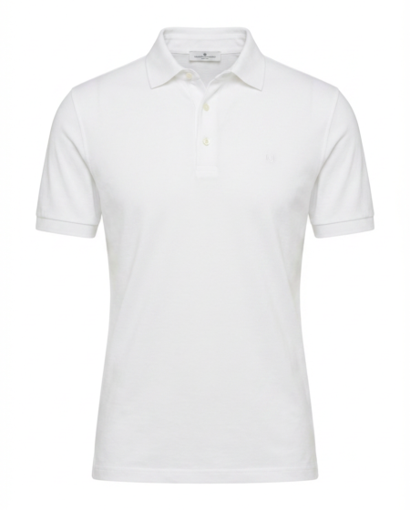 Polo in cotone Sea Island bianco a maniche corte