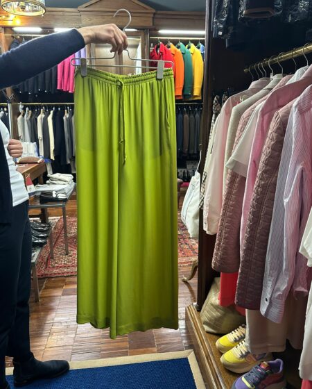 Pantaloni donna ampi verde lime