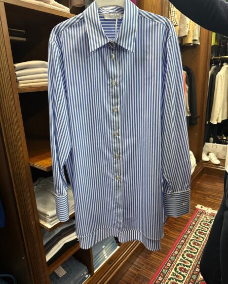 Camicia a righe blu e bianche