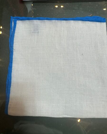Pochette lino bordo blu