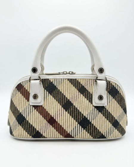 Borsa a mano in tela a quadri multicolore