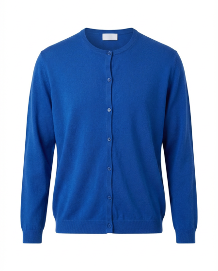 Cardigan blu elettrico in cotone leggero con bottoni