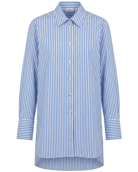 Camicia a righe blu e bianche in cotone