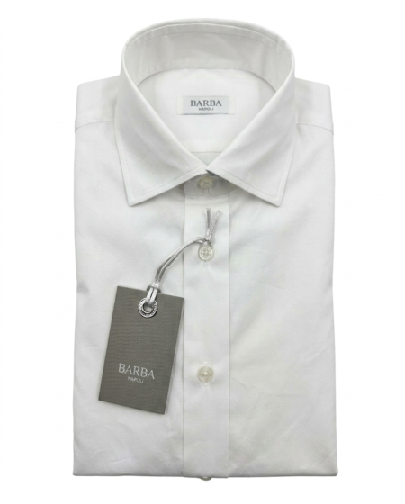 Camicia bianca da uomo in cotone tinta unita